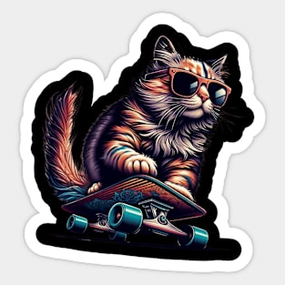 Skateboarding Kitten Sports Skateboarder Cute Ginger Cat Sticker